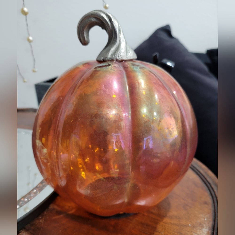 Vintage Elegant Orange Glass Pumpkin Decor